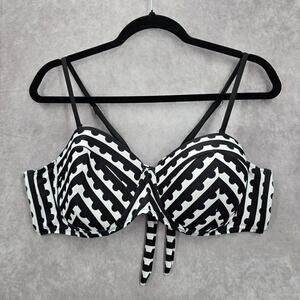 Black White Pattern Bikini Top‎ Padded Underwire Swimwear 4XL